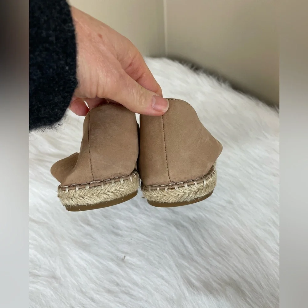 Eileen Fisher Lee Nubuck Leather Tan Espadrille Flats 8.5